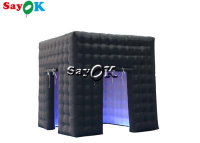 China 3mH 9.84FT Black Inflatable Cube Double Door Photo Booth With LED for sale