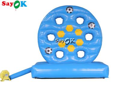 China Inflatable Football Toss Game 9.84ft Blue Inflatable Football Darts Kids Outdoor Shooting Game for sale