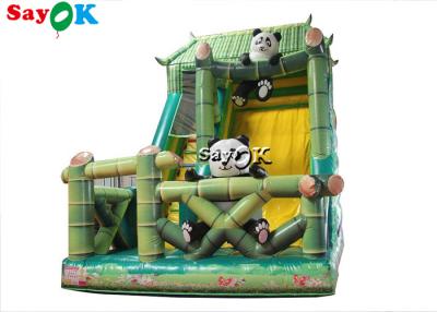 China Inflatable Kids Slide Commercial Inflatable Bouncer Slide Panda Bamboo Forest Theme Inflatable Slippery Slide for sale
