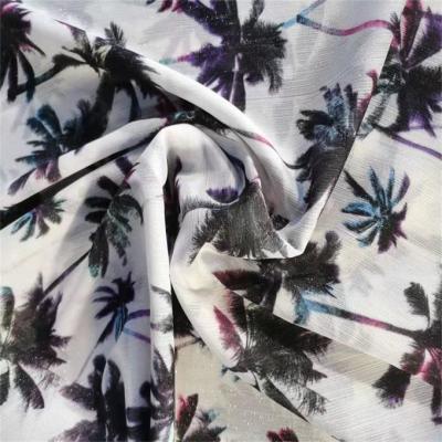China Silver Yarn Floral Print Chiffon Fabric 85gsm for sale