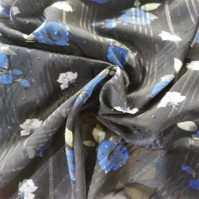 China Silver Yarn Digital Print Chiffon Fabric 75dx75d 120gsm Polyester Fabric for sale