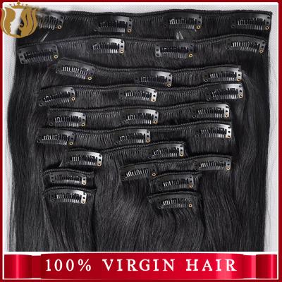 China Hot Selling Direct Factory Wholesale 120G 140G 160G 180G Customized Double Drawn Thick Ends Remy Clip In Hair Extension for sale