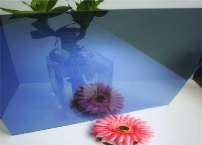 China Flat Shape Dark Blue Reflective Glass , Reflective Tempered Glass Sample Available for sale