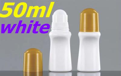 China Empty 50ml Essential Oil Cosmetic Plastic HDPE Roller Bottle White Deodorant Roll on Bottles for sale