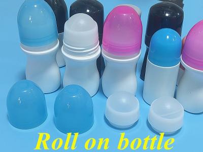 China 50ml HDPE empty round Plastic Roll on Deodorant Bottle Roller Fragrant Body Bottle Plastic Roll on Antiperspirant Bottle for sale
