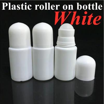 China 30ml 50ml 60ml HDPE Plastic White Plastic Deodorant Essential Oil Roll on Bottle with Roller ball for sale