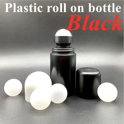 China Black HDPE Roll On Oil Bottles 30ml Empty Roll On Deodorant Containers for sale