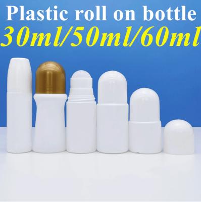 China 50ml 60ml Empty Roll On Deodorant Bottles HDPE White Golden for sale