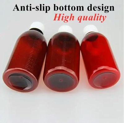 China 100ml 120ml 150ml 200L Customized Empty Plastic Amber Syrup Bottle Oral Liquid Medicine Pet Container Cough syrup bottle for sale