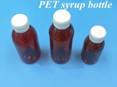 China Pharmaceutical 100ml 120ml 150ml Empty Amber Plastic PET amber syrup plastic Bottle for Syrup with Ropp Cap for sale