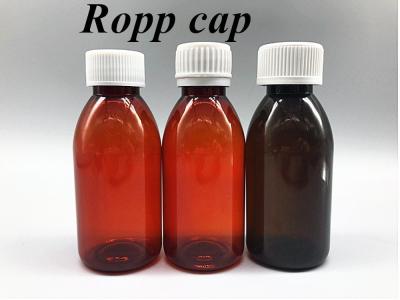 China 100ml 250ml Liquid Medicine Amber PET Cough Syrup Bottle with Measure cup Plastic Cough Syrup Bottle for sale