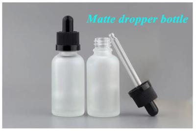 China 5ml 10ml 15ml 20ml 30ml 50ml empty round cosmetic Essential Oil Bottle Frosted White Glass Bottle with Glass Pipette for sale