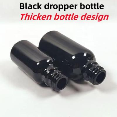 China Black Frosted Amber Glass Dropper Bottles 15ml 100ml Empty Dropper Bottles for sale