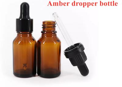 China Brown Essential Oil Glass Dropper Bottle GMP 10ml Amber Glass Bottles for sale