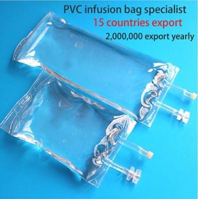 China 250ml 500ml 1000ml Disposable PVC Disposable Medical Infusion Bag IV Infusion Bag with single Tube Soft Bag for sale