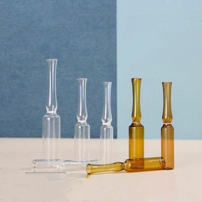China 1ml 2ml 5ml ISO Standard Chinese Standard  Amber Transparent USP Type I Glass Ampoule for Pharma Injection à venda