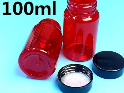 China Red Plastic Capsule Bottle 100ml Small Plastic Pill Containers for sale