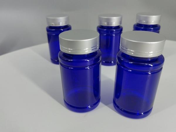 Quality Plastic Vitamin Supplement Bottle PET Capsule Tablet Pill Bottle Blue 100ml for sale