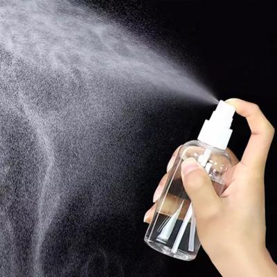 China 50ml portable travel mini pocket clear transparent lotion alcohol disinfectant flat round PET plastic spray bottle for sale