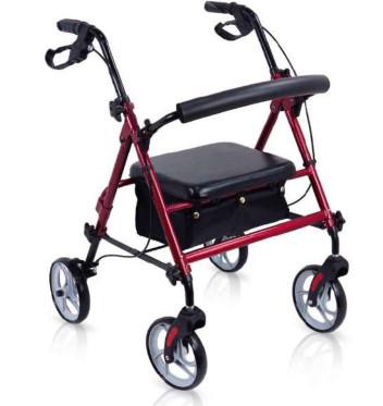 China Mobility Aids Medical Rollator Lightweight Steel 4 Wheel Rollator for sale
