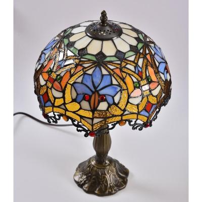 China 9 Inch 12 Inch Mediterranean Handmade Stained Glass Decorative Lamp Living Room Dining Room Bar Glass Table Light for sale