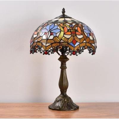China 12 Inch European American Pastoral Retro Elk Stained Glass Table Lamp Living Room Bedroom Beside Art Gift Desk Lamp for sale