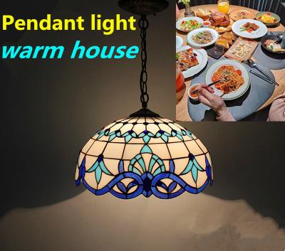 中国 Retro Stain Pendant Light Stained Glass Victorian Hanging Light Glass Pendant Lamp For Dining Living Room Kitchen Study 販売のため