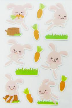 China Rabbit Shape Puffy Animal Stickers For Scrapbooking With Rotary Printing for sale