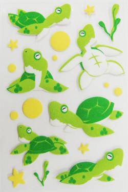 Cina autoadesivi dimensionali dell'album per ritagli del bambino 3D, piccoli autoadesivi animali della tartaruga verde in vendita