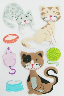 China Blue Lovely Puffy Cat Stickers , Kawaii Animal Stickers For Desk / Wall Decor for sale