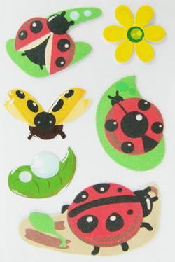 China Cartoon Bugs Funny Kids Puffy Stickers Fuzzy PVC + Foam + PET Material for sale