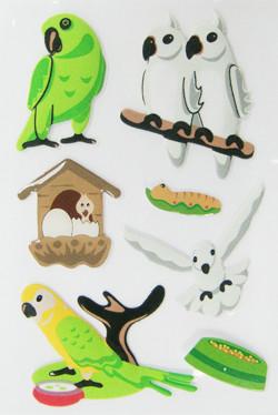 China Decorative Birdie Small Puffy Stickers , Soft Safe Diy Foam Stickers for sale