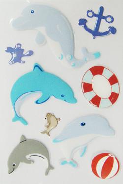 China Printable Funny Kids Puffy Stickers For Scrapbooking 3D Dolphins Design for sale
