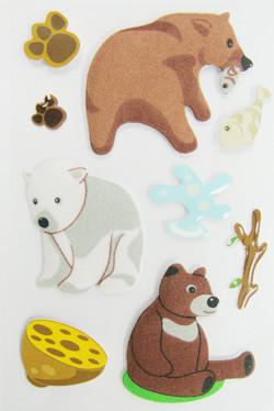 China Fuzzy Puffy Custom Book Stickers , Little Bear Cute Animal Stickers For Kids for sale