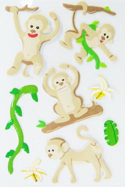 China 3D Dimensional Kids Puffy Stickers Sheets Monkey Cartoon Design 80 X 120 Mm for sale