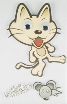 China As etiquetas reusáveis engraçadas do gato de Kawaii, cortaram etiquetas de papel feitas sob encomenda Multilayer à venda