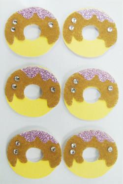 China Doughnut Round Fuzzy Animal Stickers , Non Woven Custom Glitter Stickers for sale
