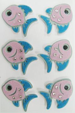 China Handmade Cute Fish Stickers , 3D Dimensional Fuzzy Stickers For Notebook for sale