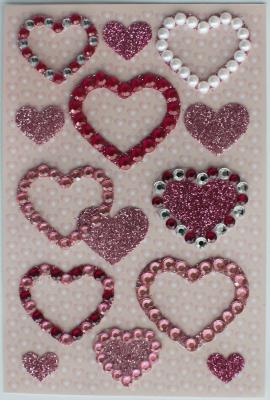 China Pearl Jewelry Rhinestone Heart Stickers Sheets For Stationery Silk Printing for sale