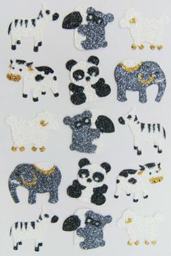 China Kawaii Colorful  Glitter Animal Stickers , Grey Foam Animal Stickers Removable for sale