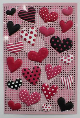 China Small 3D Heart Shaped Stickers , PVC PET EVA Puffy Heart Stickers For Envelopes  for sale