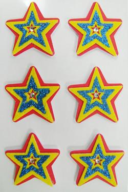 China Layered Star Shaped Stickers Foam Glittering For Home Decoration Silk Printing for sale