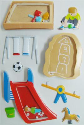 China Kindergarten Playground Vintage Puffy Stickers , Soft Decorative Sticker Sheets for sale
