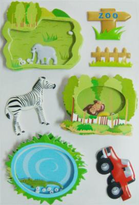 China Etiquetas engomadas hinchadas reutilizables 3D, artesanías de la decoración del estilo del parque zoológico de las etiquetas engomadas de la coctelera en venta