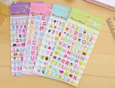 China 3D Dimensional Puffy Alphabet Stickers For Scrapbooking Kit Silk Printing for sale