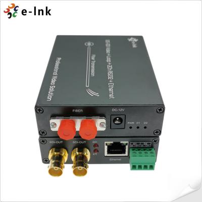 China 12G SDI Video Fiber Converter With Gigabit Ethernet 2Ch Backward RS485 FC Fiber for sale