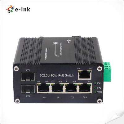 China Industrial Unmanaged 4 Port 802.3bt 90W PoE Switch with 1-Port RJ45 & 2-Port SFP for sale