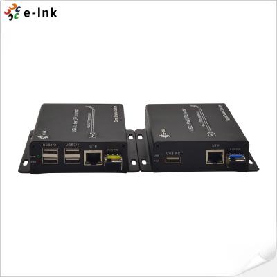 China 4 Port USB 2.0 Fiber UTP Extender 6KM Via Single Mode Fiber Cable for sale