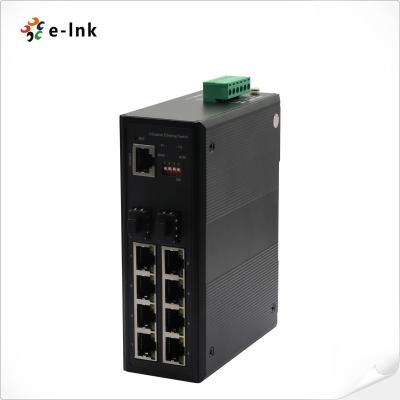 China 24vdc Ethernet Industrial 8 Port Gigabit Switch 8x10/100/1000M RJ45 + 2x100/1000M SFP for sale