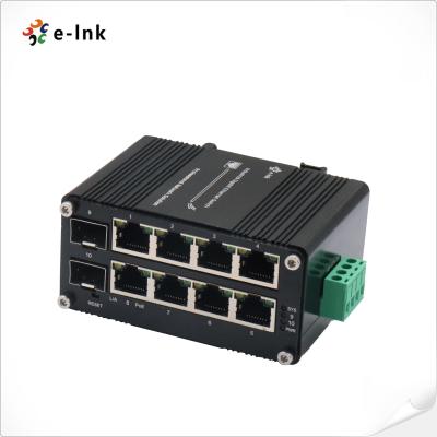 China PoE Switch 8 Port 10/100/1000T 802.3at 30W To 2-Port 100/1000X Din Rail Managed Switch for sale